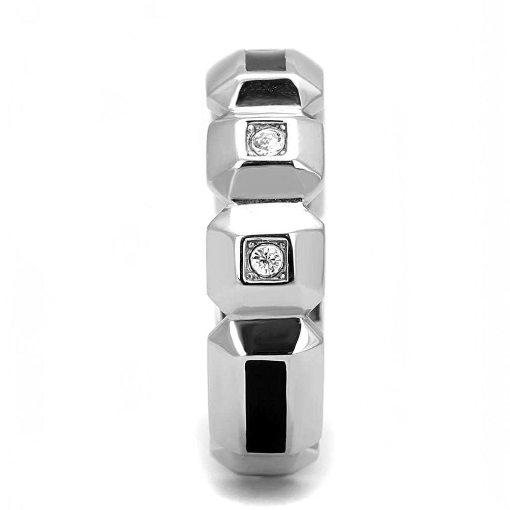TK3281 - High polished (no plating) Stainless Steel Ring with Top Grade Crystal in Clear - Alamode - Flyclothing LLC