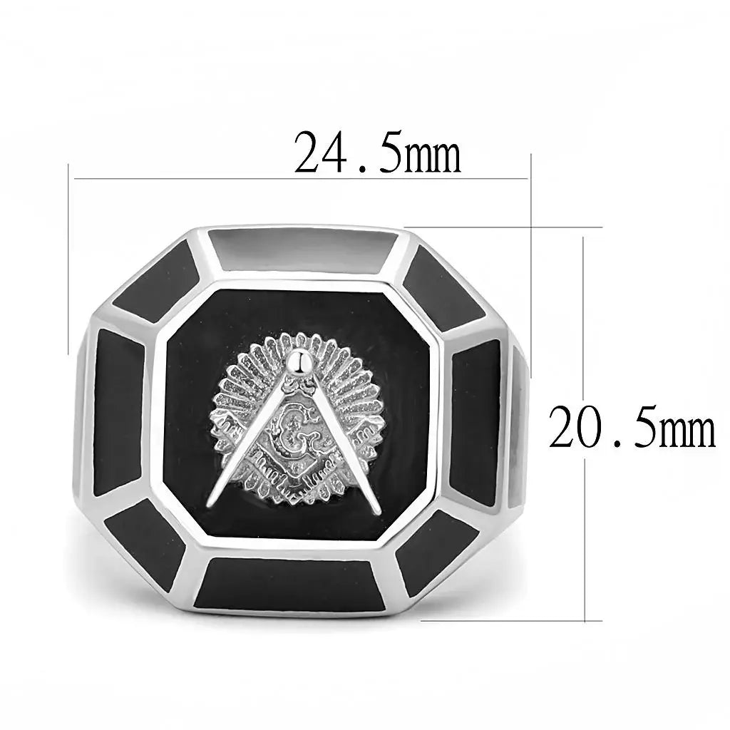 TK3282 - High polished (no plating) Stainless Steel Ring with Epoxy in Jet - Alamode - Flyclothing LLC