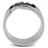 TK3284 - High polished (no plating) Stainless Steel Ring with Top Grade Crystal in Jet - Alamode - Flyclothing LLC