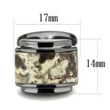 TK3290 - IP Light Black (IP Gun) Stainless Steel Cufflink with Semi-Precious Oligoclase in Animal pattern - Alamode - Flyclothing LLC