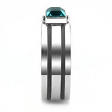 TK3291 - High polished (no plating) Stainless Steel Ring with Top Grade Crystal in Blue Zircon - Alamode - Flyclothing LLC