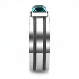 TK3291 - High polished (no plating) Stainless Steel Ring with Top Grade Crystal  in Blue Zircon - Alamode