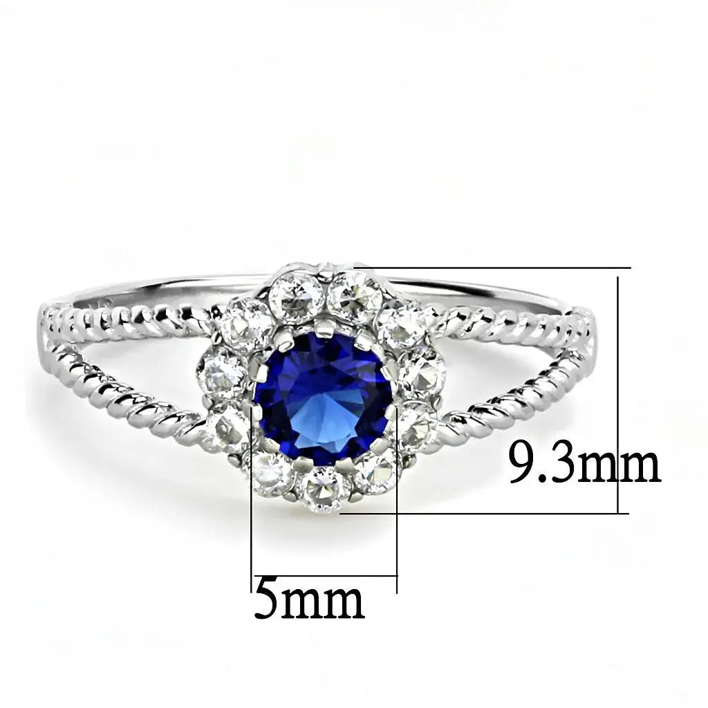TK3427 - High polished (no plating) Stainless Steel Ring with Synthetic Synthetic Glass in Montana - Alamode - Flyclothing LLC