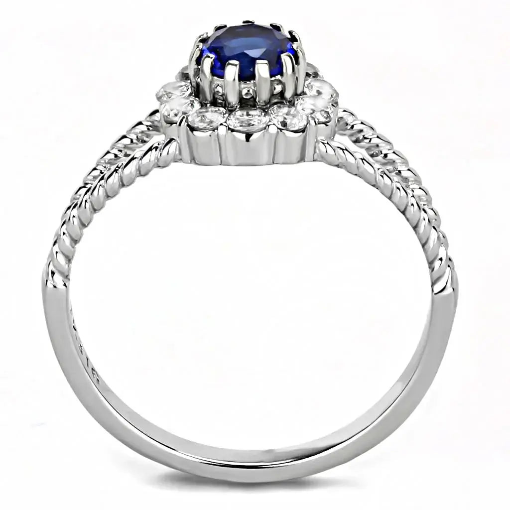 TK3427 - High polished (no plating) Stainless Steel Ring with Synthetic Synthetic Glass in Montana - Alamode - Flyclothing LLC