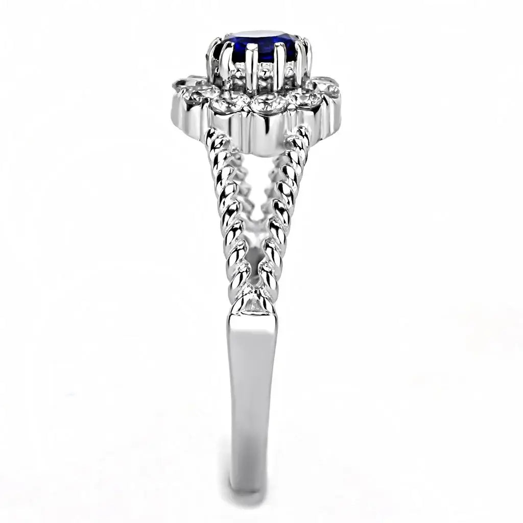 TK3427 - High polished (no plating) Stainless Steel Ring with Synthetic Synthetic Glass in Montana - Alamode - Flyclothing LLC