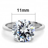 TK3428 - High polished (no plating) Stainless Steel Ring with AAA Grade CZ  in Clear - Alamode