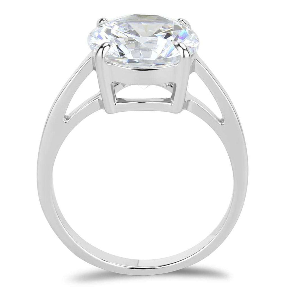TK3428 - High polished (no plating) Stainless Steel Ring with AAA Grade CZ in Clear - Alamode - Flyclothing LLC