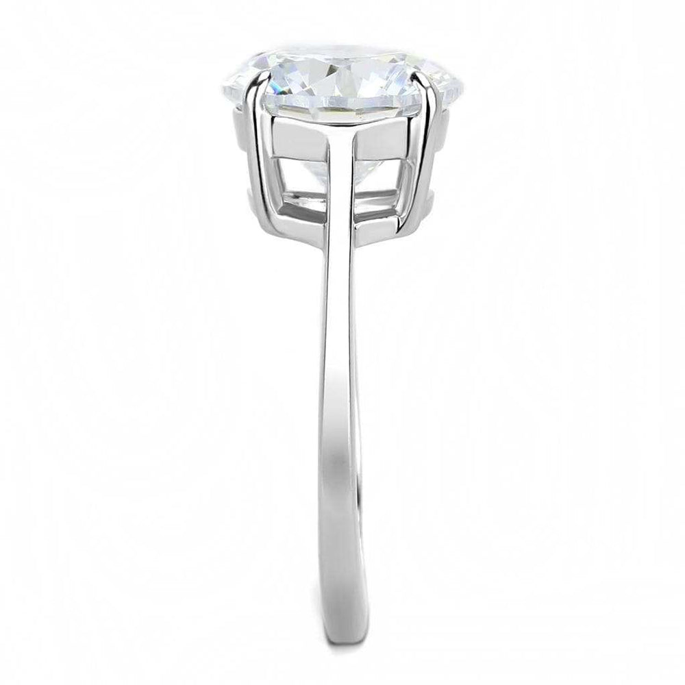 TK3428 - High polished (no plating) Stainless Steel Ring with AAA Grade CZ in Clear - Alamode - Flyclothing LLC