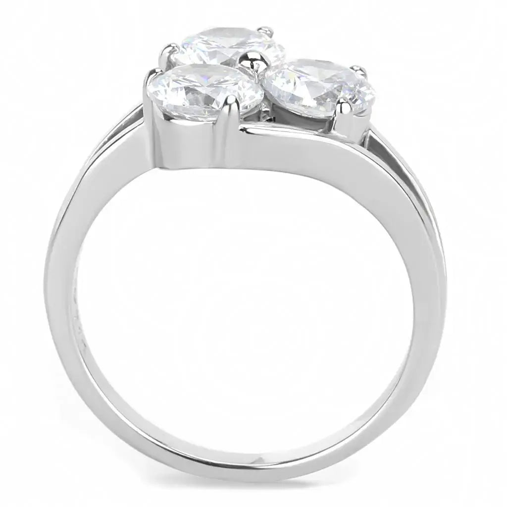 TK3430 - High polished (no plating) Stainless Steel Ring with AAA Grade CZ in Clear - Alamode - Flyclothing LLC