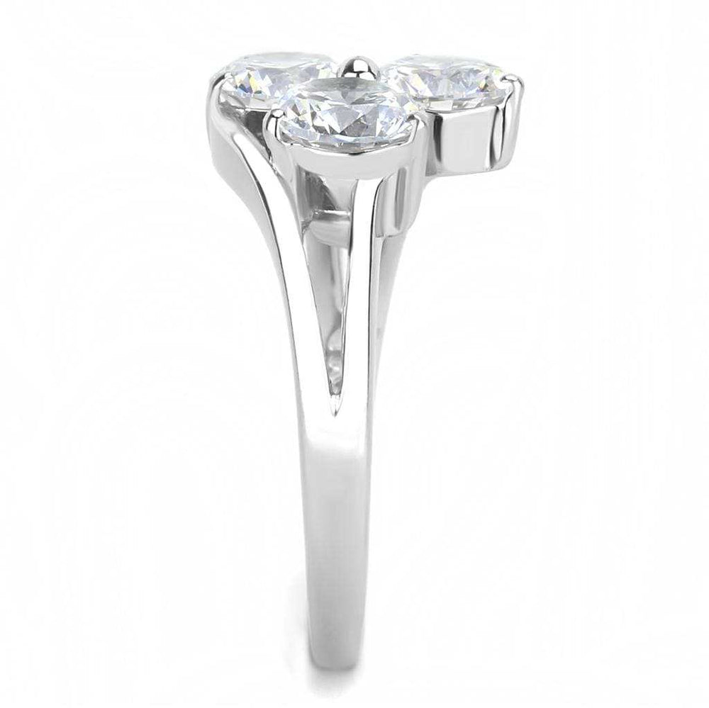 TK3430 - High polished (no plating) Stainless Steel Ring with AAA Grade CZ in Clear - Alamode - Flyclothing LLC