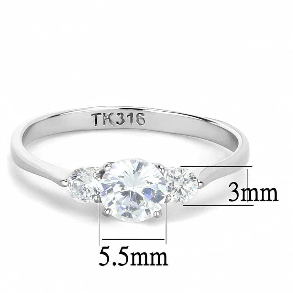 TK3431 - High polished (no plating) Stainless Steel Ring with AAA Grade CZ in Clear - Alamode - Flyclothing LLC