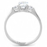 TK3431 - High polished (no plating) Stainless Steel Ring with AAA Grade CZ  in Clear - Alamode
