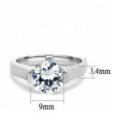 TK3432 - High polished (no plating) Stainless Steel Ring with AAA Grade CZ in Clear - Alamode - Flyclothing LLC