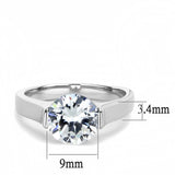TK3432 - High polished (no plating) Stainless Steel Ring with AAA Grade CZ  in Clear