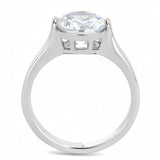 TK3432 - High polished (no plating) Stainless Steel Ring with AAA Grade CZ in Clear - Alamode - Flyclothing LLC
