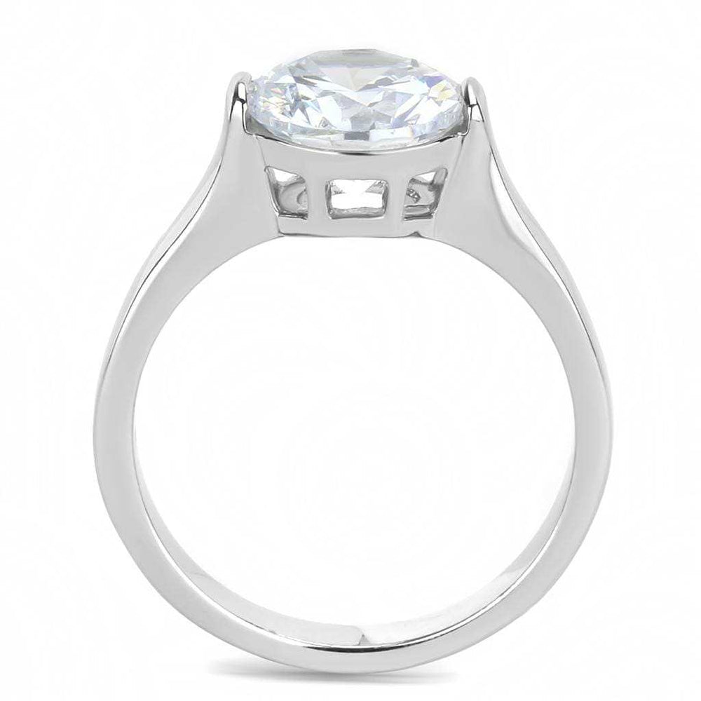 TK3432 - High polished (no plating) Stainless Steel Ring with AAA Grade CZ in Clear - Alamode - Flyclothing LLC