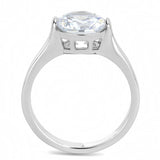 TK3432 - High polished (no plating) Stainless Steel Ring with AAA Grade CZ  in Clear - Alamode
