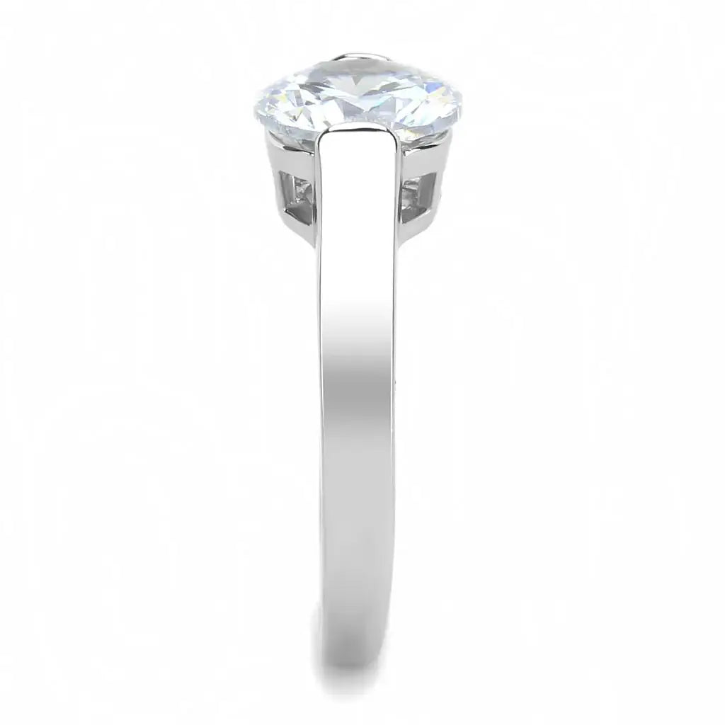 TK3432 - High polished (no plating) Stainless Steel Ring with AAA Grade CZ in Clear - Alamode - Flyclothing LLC