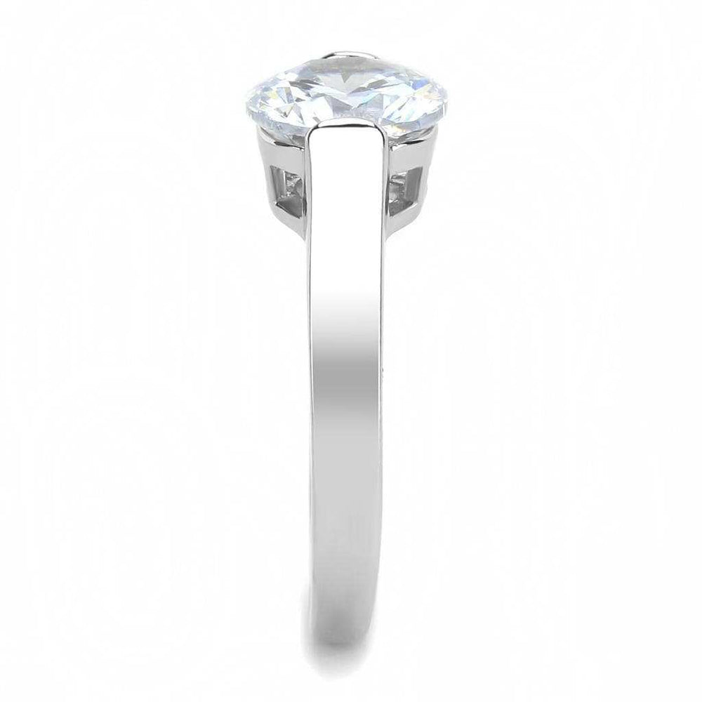 TK3432 - High polished (no plating) Stainless Steel Ring with AAA Grade CZ in Clear - Alamode - Flyclothing LLC