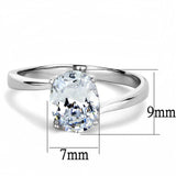 TK3433 - High polished (no plating) Stainless Steel Ring with AAA Grade CZ  in Clear - Alamode
