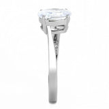 TK3433 - High polished (no plating) Stainless Steel Ring with AAA Grade CZ in Clear - Alamode - Flyclothing LLC