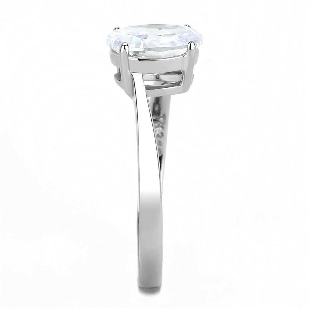 TK3433 - High polished (no plating) Stainless Steel Ring with AAA Grade CZ in Clear - Alamode - Flyclothing LLC