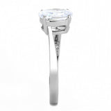 TK3433 - High polished (no plating) Stainless Steel Ring with AAA Grade CZ  in Clear - Alamode