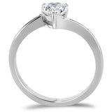 TK3434 - High polished (no plating) Stainless Steel Ring with AAA Grade CZ  in Clear - Alamode