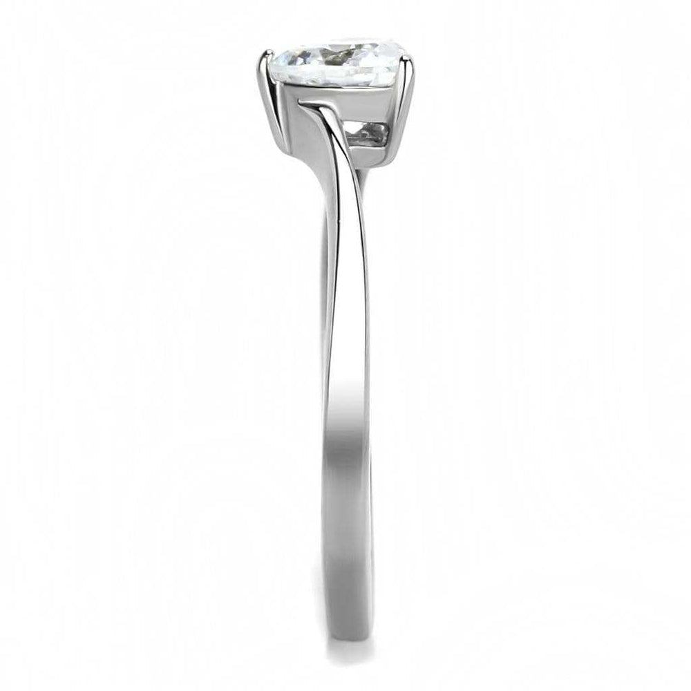 TK3434 - High polished (no plating) Stainless Steel Ring with AAA Grade CZ in Clear - Alamode - Flyclothing LLC