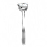 TK3434 - High polished (no plating) Stainless Steel Ring with AAA Grade CZ  in Clear - Alamode