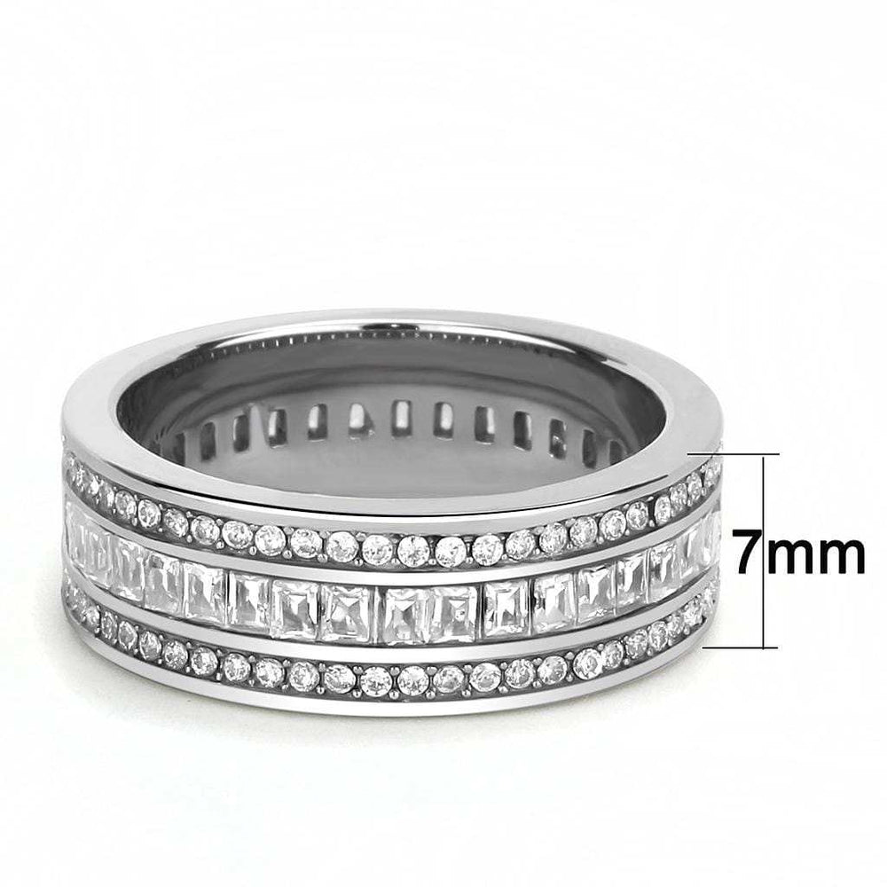 TK3435 - High polished (no plating) Stainless Steel Ring with AAA Grade CZ in Clear - Alamode - Flyclothing LLC