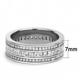 TK3435 - High polished (no plating) Stainless Steel Ring with AAA Grade CZ  in Clear - Alamode