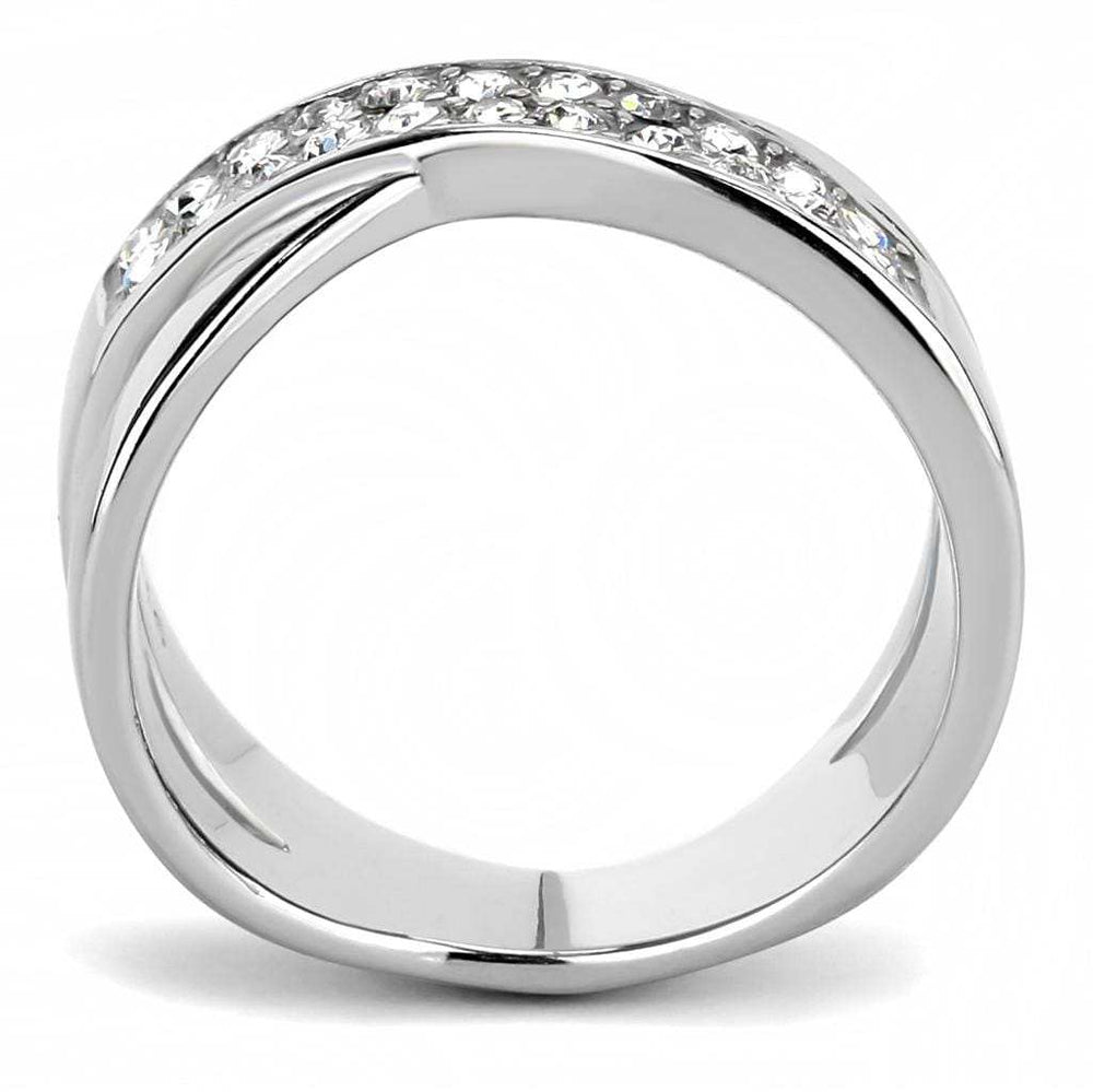 TK3436 - High polished (no plating) Stainless Steel Ring with Top Grade Crystal in Clear - Alamode - Flyclothing LLC