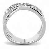 TK3436 - High polished (no plating) Stainless Steel Ring with Top Grade Crystal  in Clear - Alamode