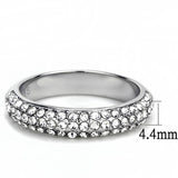 TK3437 - High polished (no plating) Stainless Steel Ring with Top Grade Crystal  in Clear - Alamode