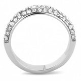 TK3437 - High polished (no plating) Stainless Steel Ring with Top Grade Crystal  in Clear - Alamode