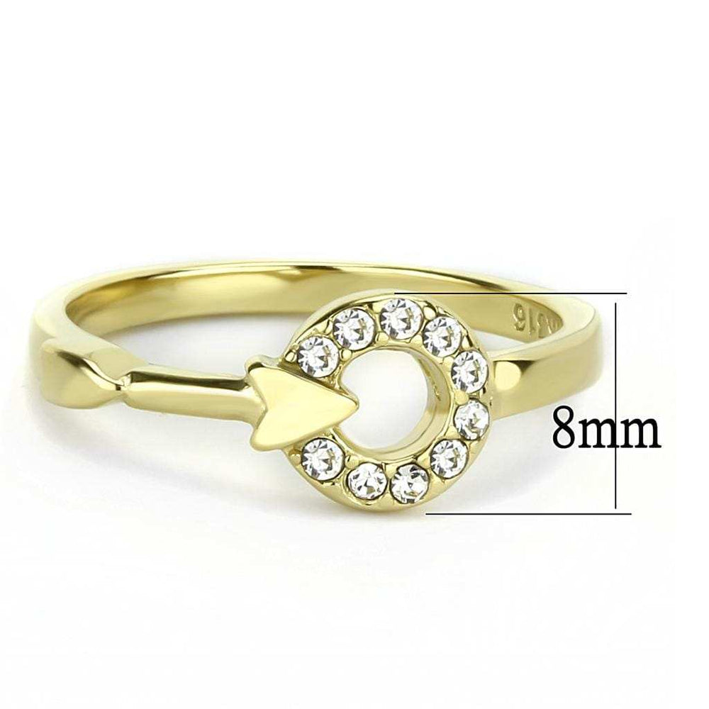 TK3439 - IP Gold(Ion Plating) Stainless Steel Ring with Top Grade Crystal in Clear - Alamode - Flyclothing LLC