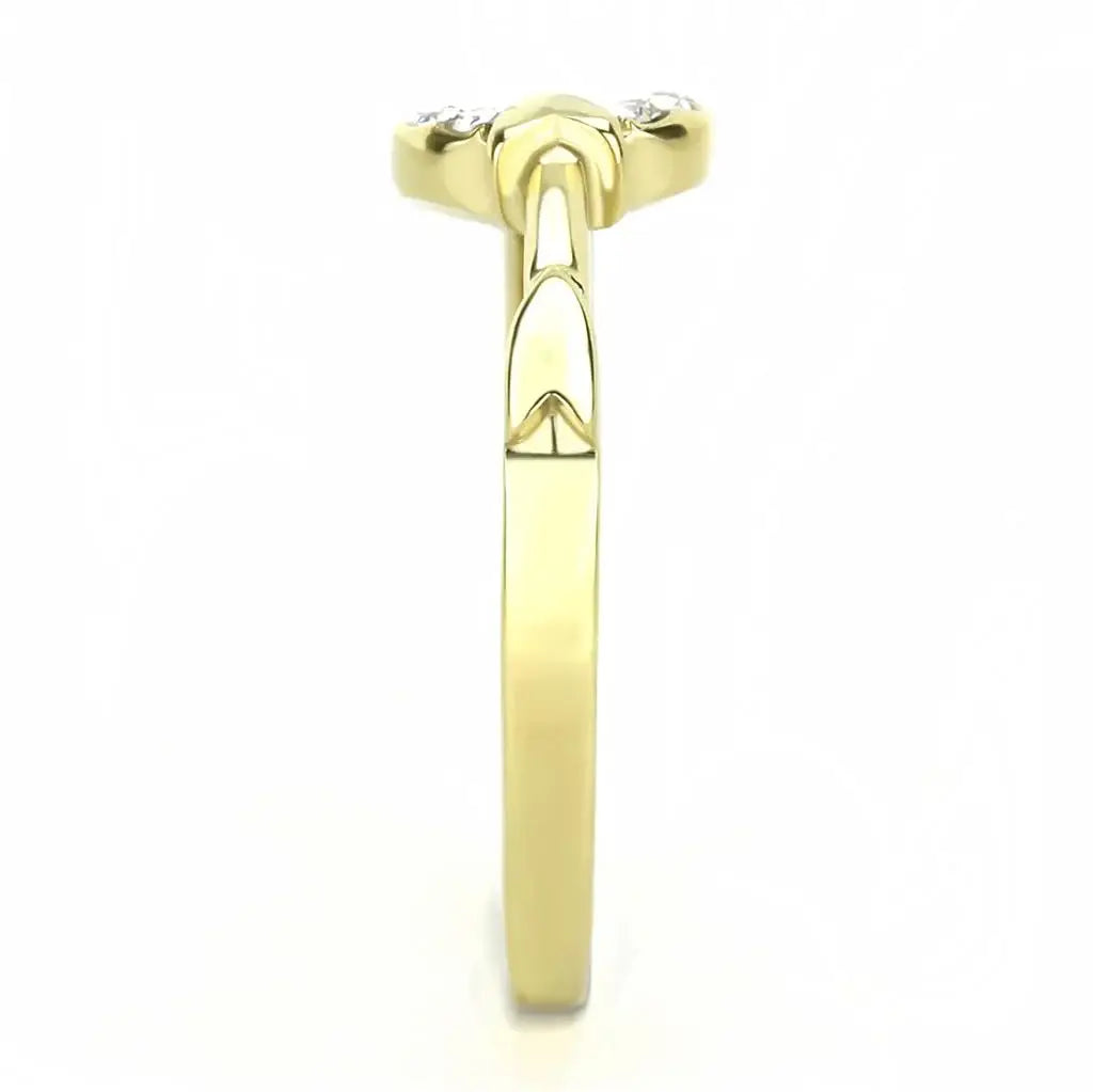 TK3439 - IP Gold(Ion Plating) Stainless Steel Ring with Top Grade Crystal in Clear - Alamode - Flyclothing LLC