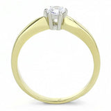 TK3440 - Two-Tone IP Gold (Ion Plating) Stainless Steel Ring with AAA Grade CZ in Clear - Alamode - Flyclothing LLC