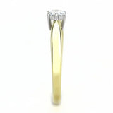 TK3440 - Two-Tone IP Gold (Ion Plating) Stainless Steel Ring with AAA Grade CZ in Clear - Alamode - Flyclothing LLC