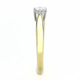 TK3440 - Two-Tone IP Gold (Ion Plating) Stainless Steel Ring with AAA Grade CZ  in Clear - Alamode