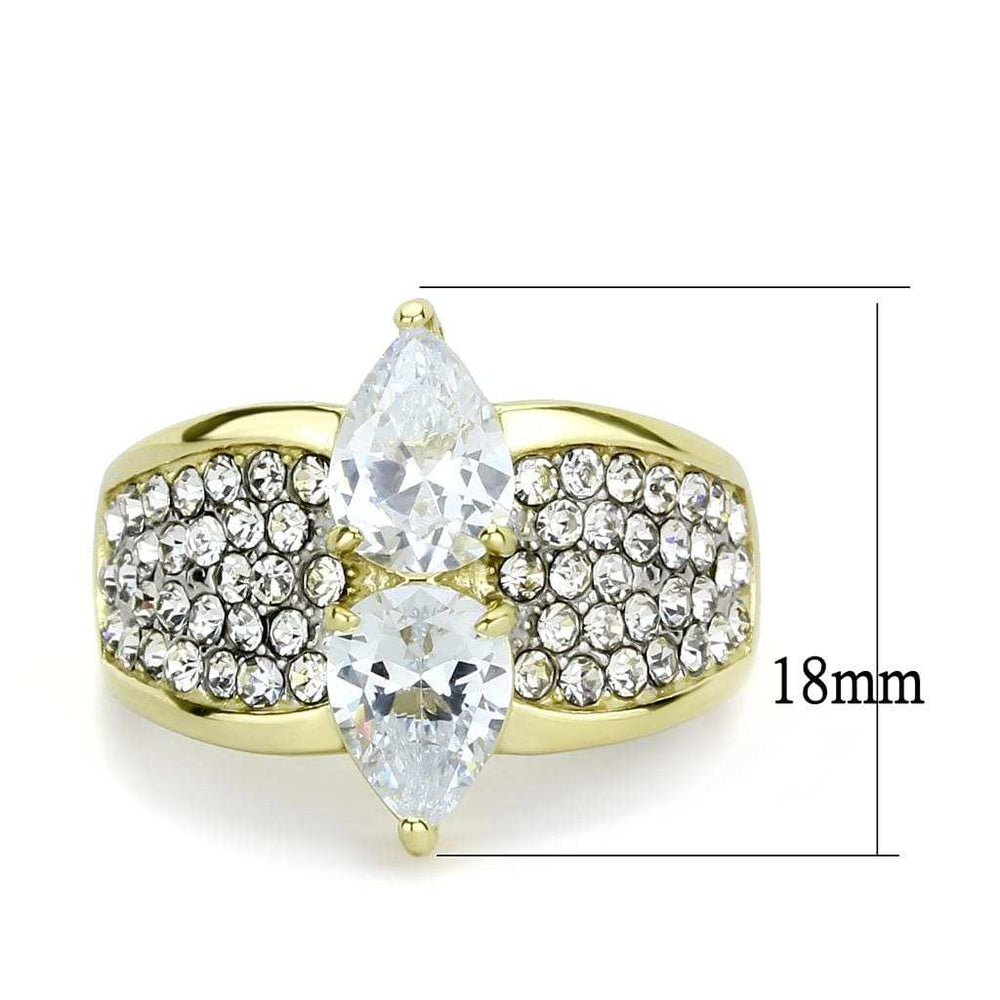 TK3442 - Two-Tone IP Gold (Ion Plating) Stainless Steel Ring with AAA Grade CZ in Clear - Alamode - Flyclothing LLC