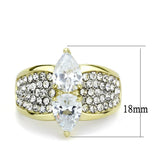 TK3442 - Two-Tone IP Gold (Ion Plating) Stainless Steel Ring with AAA Grade CZ  in Clear - Alamode