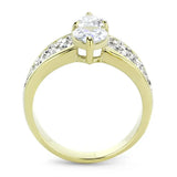 TK3442 - Two-Tone IP Gold (Ion Plating) Stainless Steel Ring with AAA Grade CZ in Clear - Alamode - Flyclothing LLC