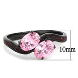TK3444 - IP Black(Ion Plating) Stainless Steel Ring with AAA Grade CZ  in Rose - Alamode