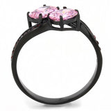 TK3444 - IP Black(Ion Plating) Stainless Steel Ring with AAA Grade CZ  in Rose - Alamode