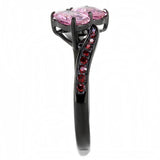 TK3444 - IP Black(Ion Plating) Stainless Steel Ring with AAA Grade CZ  in Rose - Alamode