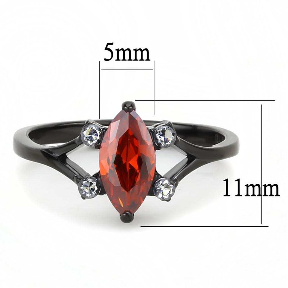 TK3445 - IP Black(Ion Plating) Stainless Steel Ring with AAA Grade CZ in Garnet - Alamode - Flyclothing LLC