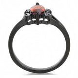 TK3445 - IP Black(Ion Plating) Stainless Steel Ring with AAA Grade CZ  in Garnet - Alamode