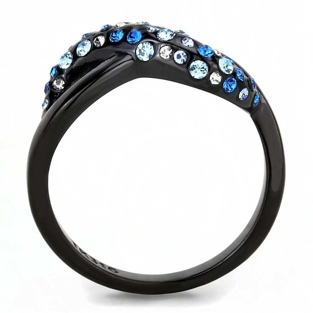 TK3446 - IP Black(Ion Plating) Stainless Steel Ring with Top Grade Crystal in Multi Color - Alamode - Flyclothing LLC